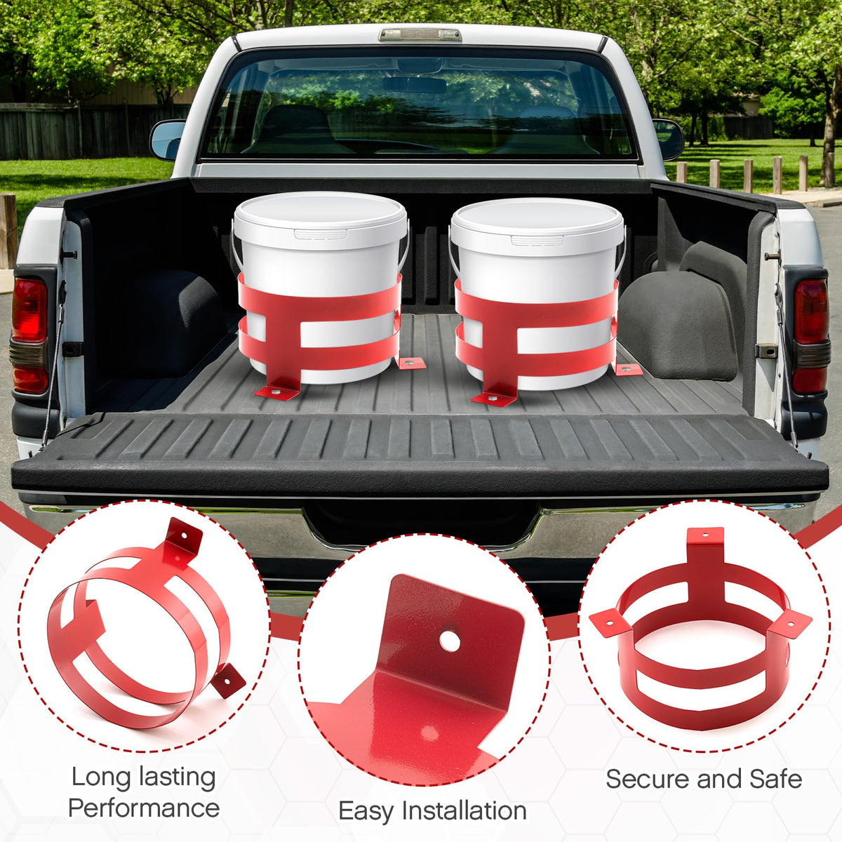 2 Pcs 5 Gallon Red Bucket Holder Mount W410