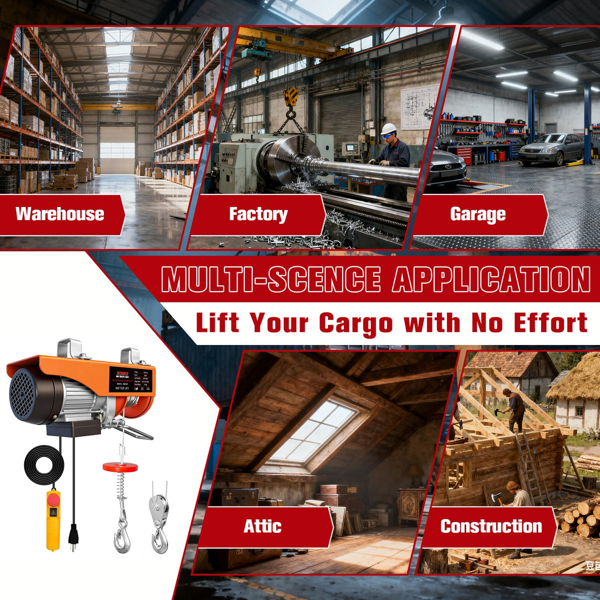 1320Lbs Electric Hoist with 13ft Remote Control Q370798