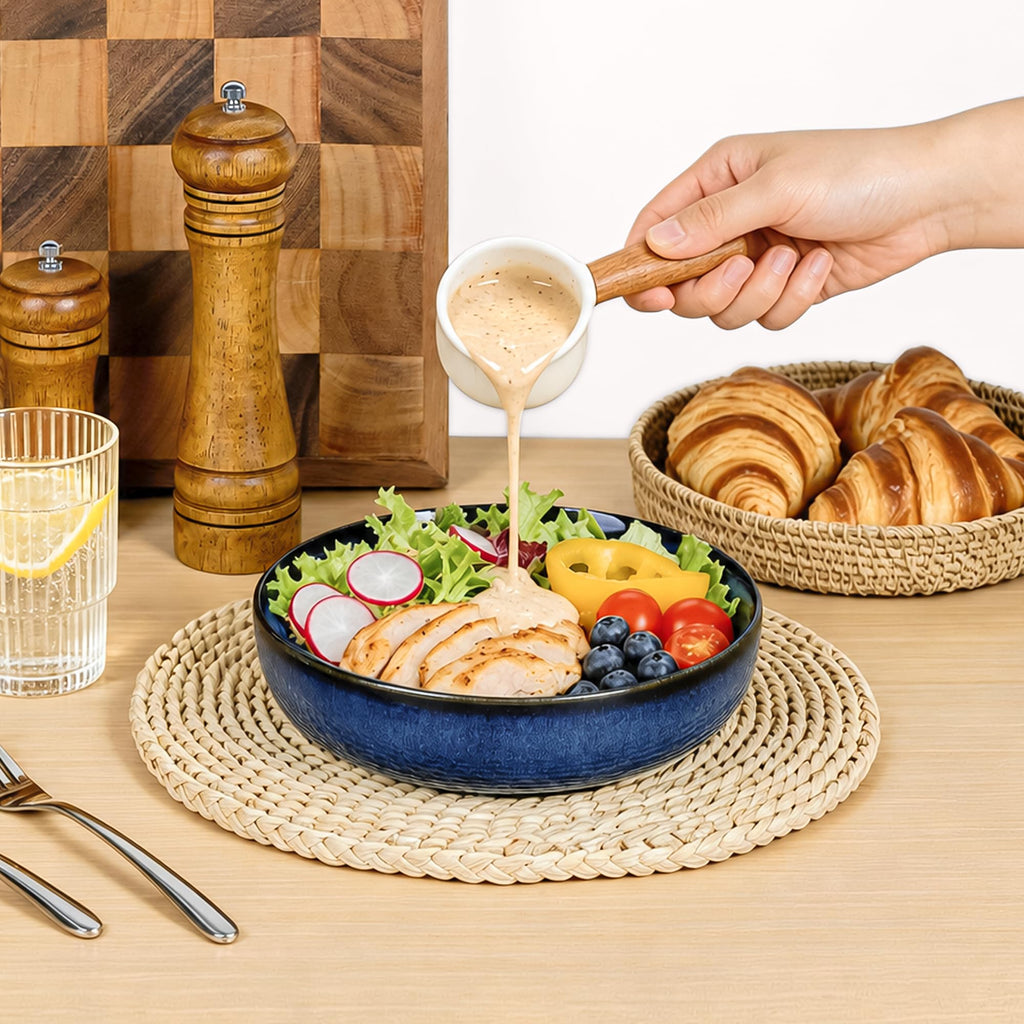 Blue Porcelain Pasta Bowls Set for 4 Y336360