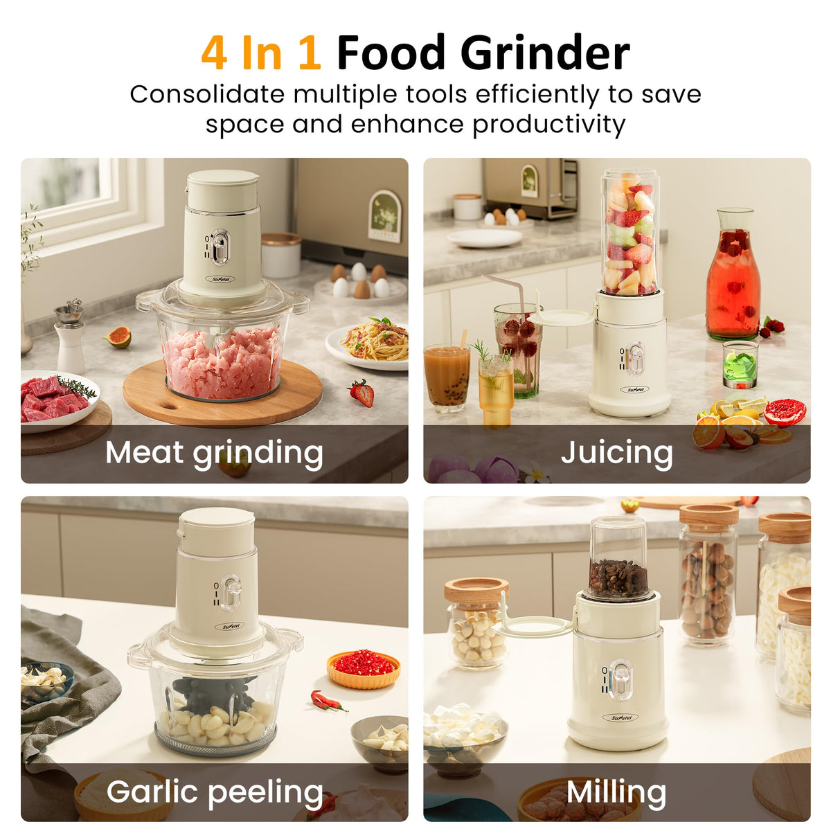 4-in-1 Electric Food Chopper & Small Food Processor B303957