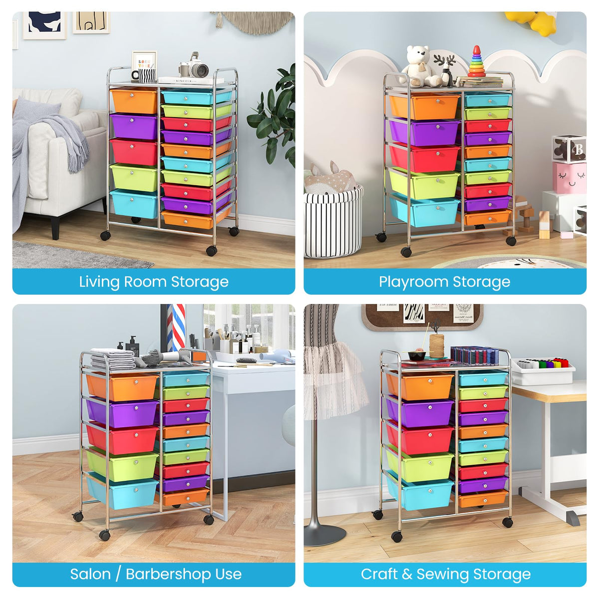 15 Drawer Rolling Storage Cart F6721
