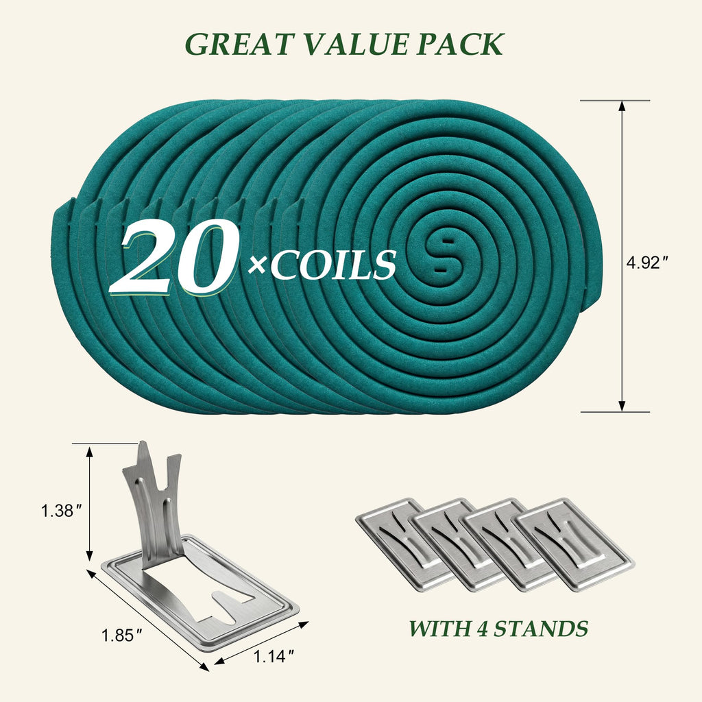 Mosquito Repellent Incense Coils with Citronella Oil, 20 Count E532