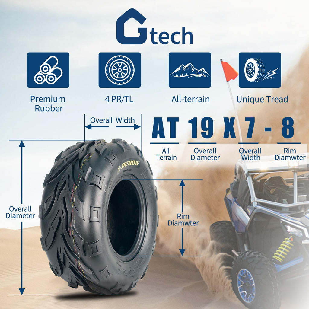 Set of 2 19x7-8 Tubeless ATV Tires B1133
