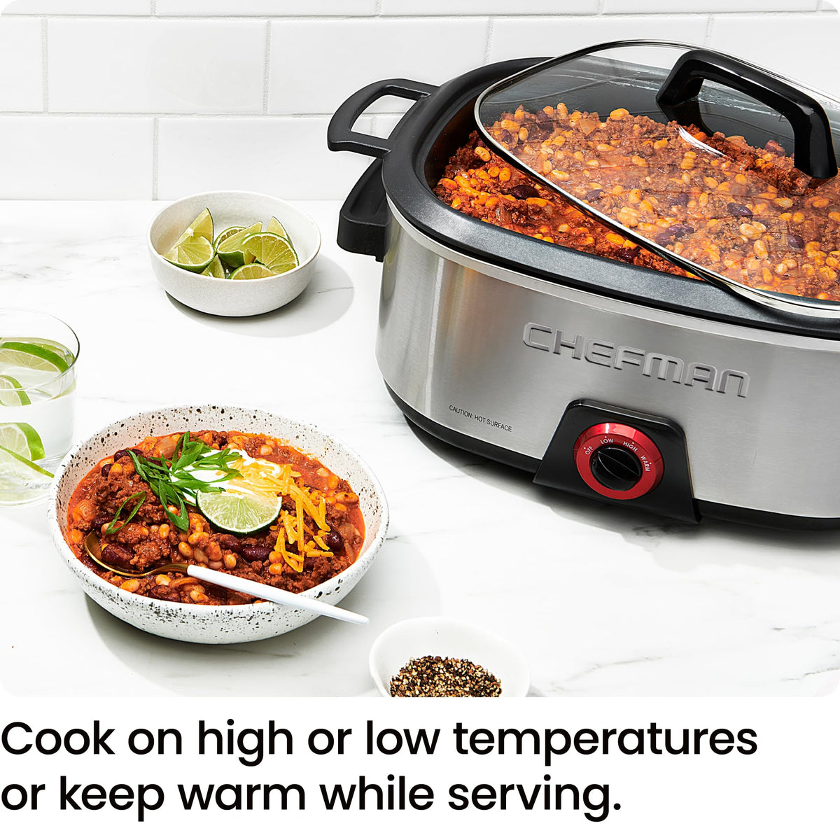 6-Quart Electric Slow Cooker with Removable Nonstick Insert Y8497