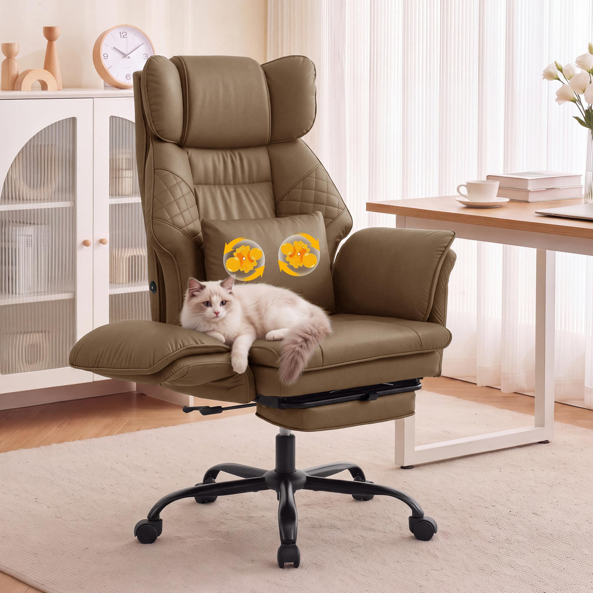 3D Kneading Massage Office Chair with Footrest V973388