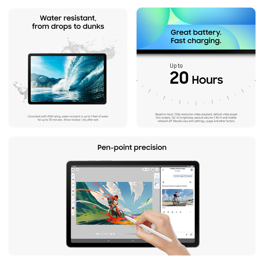 128GB 8GB RAM 5G WiFi 6E 10.9” LCD Android 15 Tablet Gray T90017