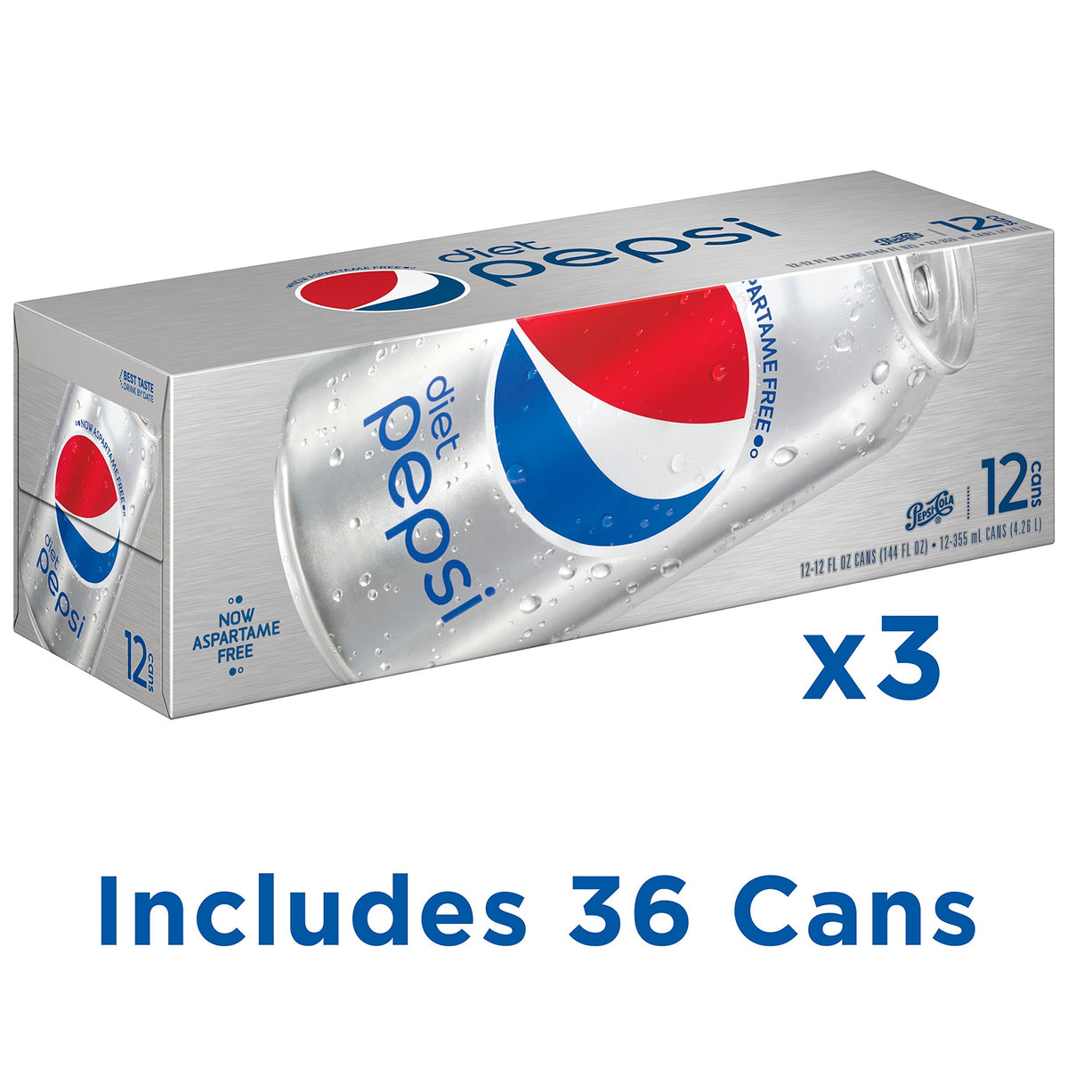 Diet Pepsi Soda 12 fl oz 36 Cans J3496