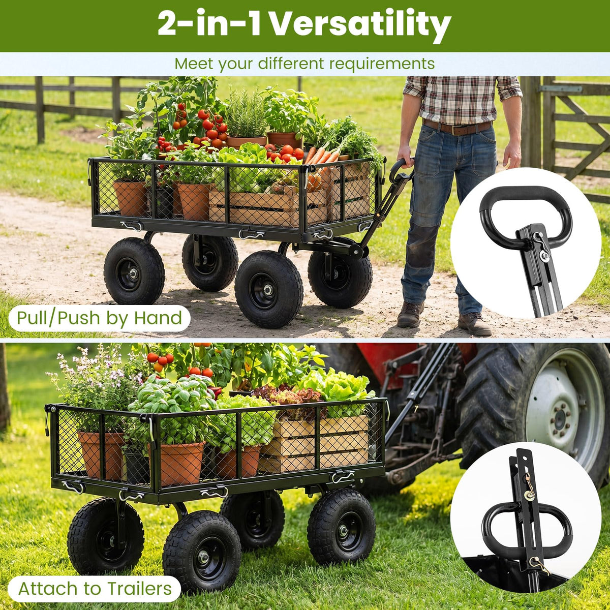 Heavy Duty Metal Garden Cart with Removable Liner H91877