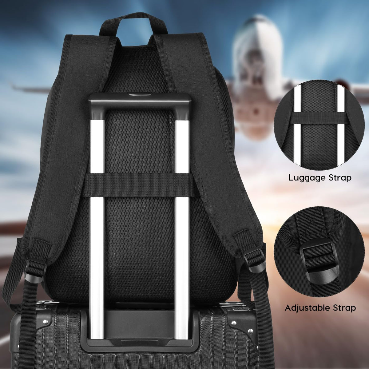 Black 15.6 Inch Laptop Backpack with USB Charger U812