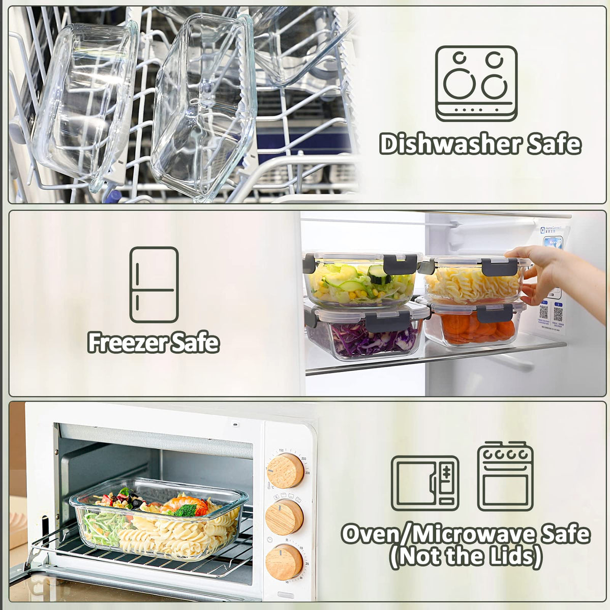 30 oz Glass Food Storage Containers with Lids P7941