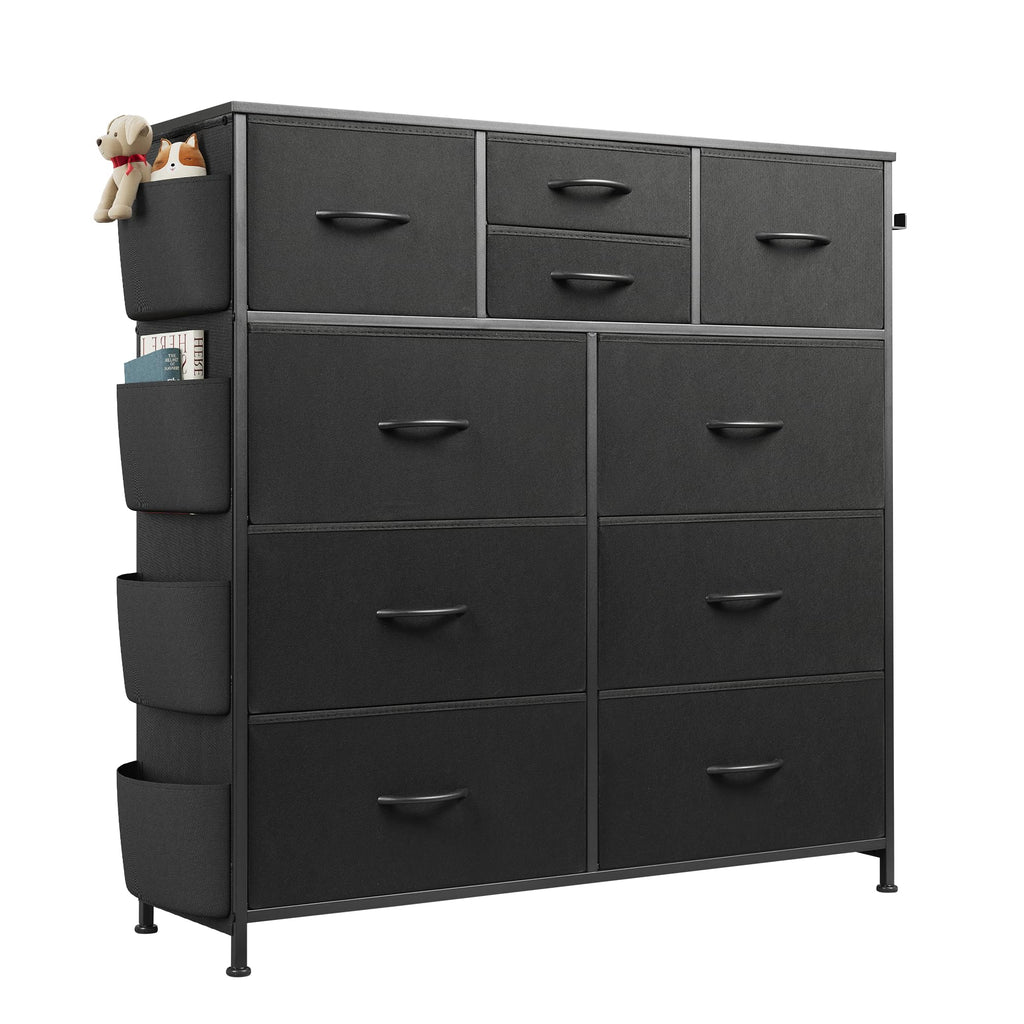 Black 10 Drawer Fabric Dresser D438047