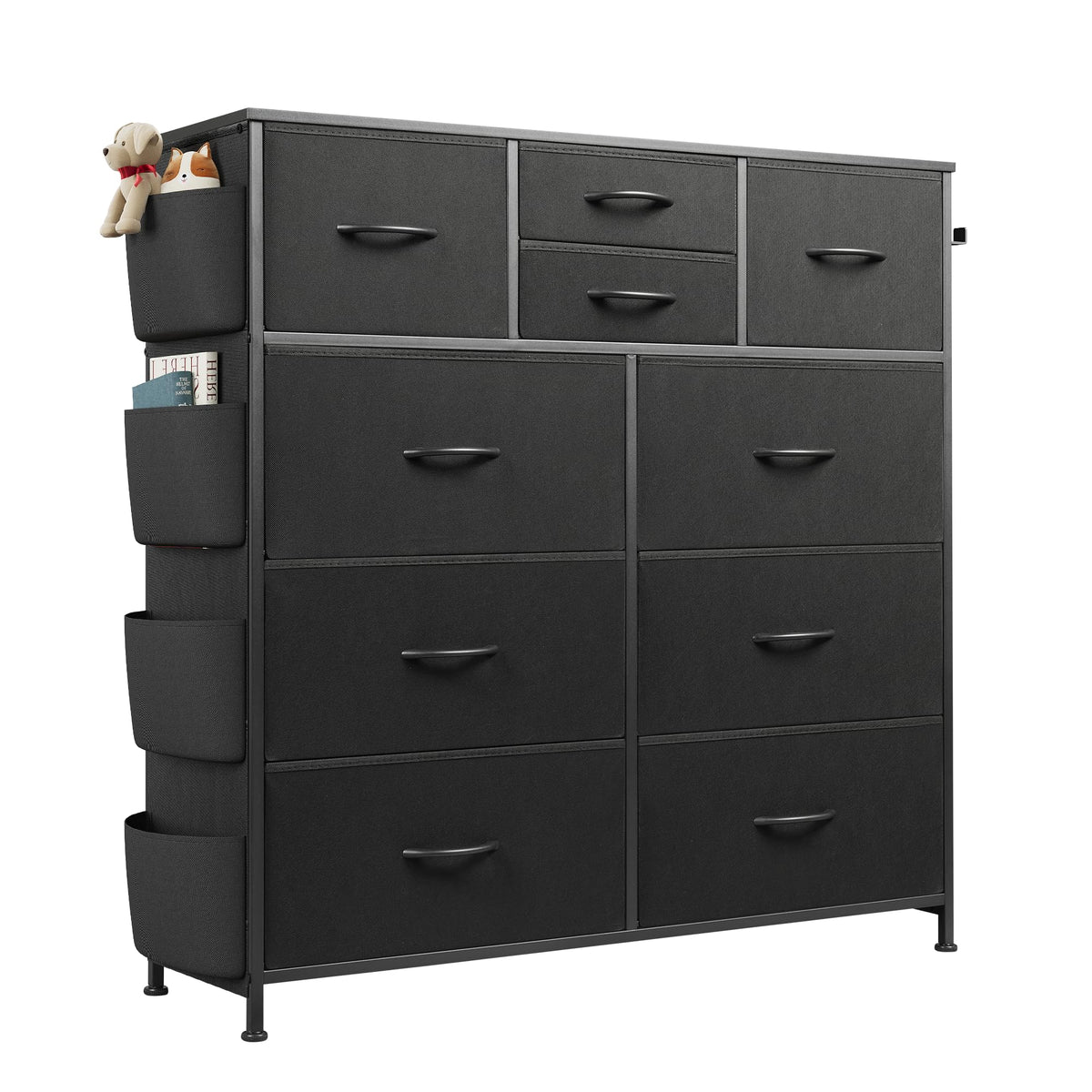 Black 10 Drawer Fabric Dresser D438047