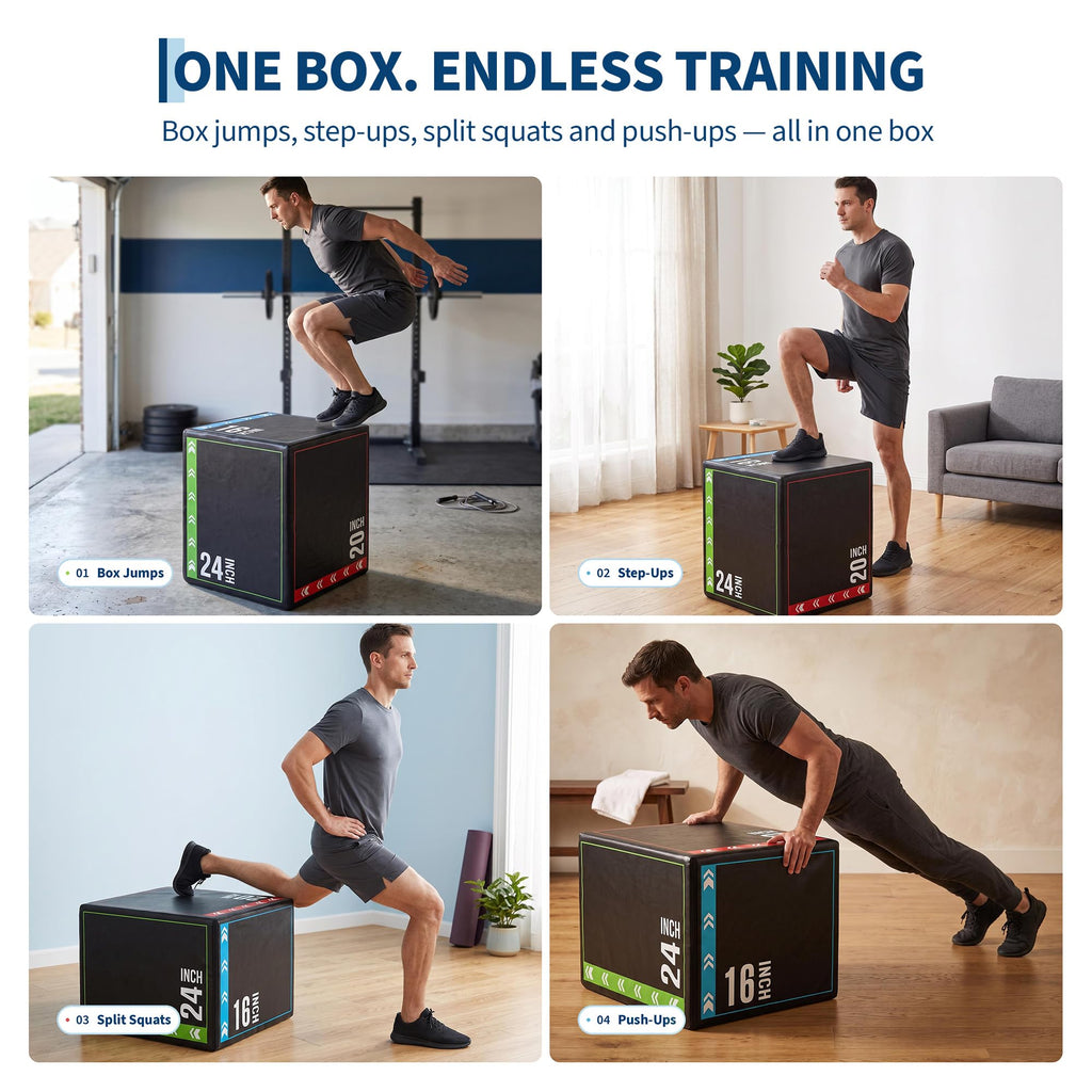 3 in 1 Plyometric Jump Box with Non-Slip Surface K765361
