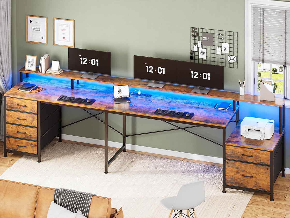L Shaped Computer Desk with 6 Drawer S6396