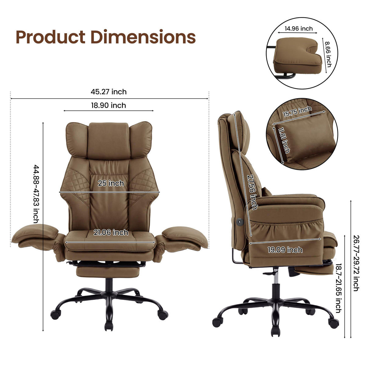 3D Kneading Massage Office Chair with Footrest V973388