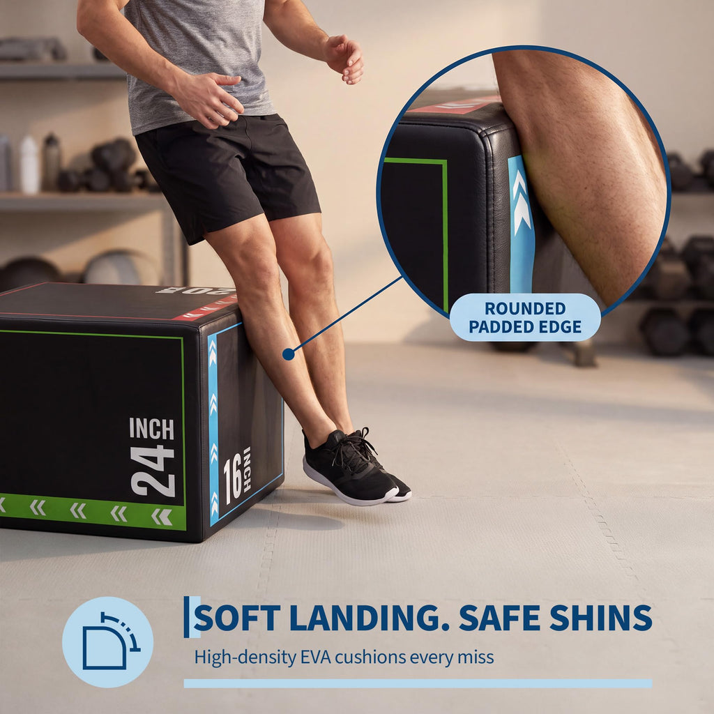 3 in 1 Plyometric Jump Box with Non-Slip Surface K765361