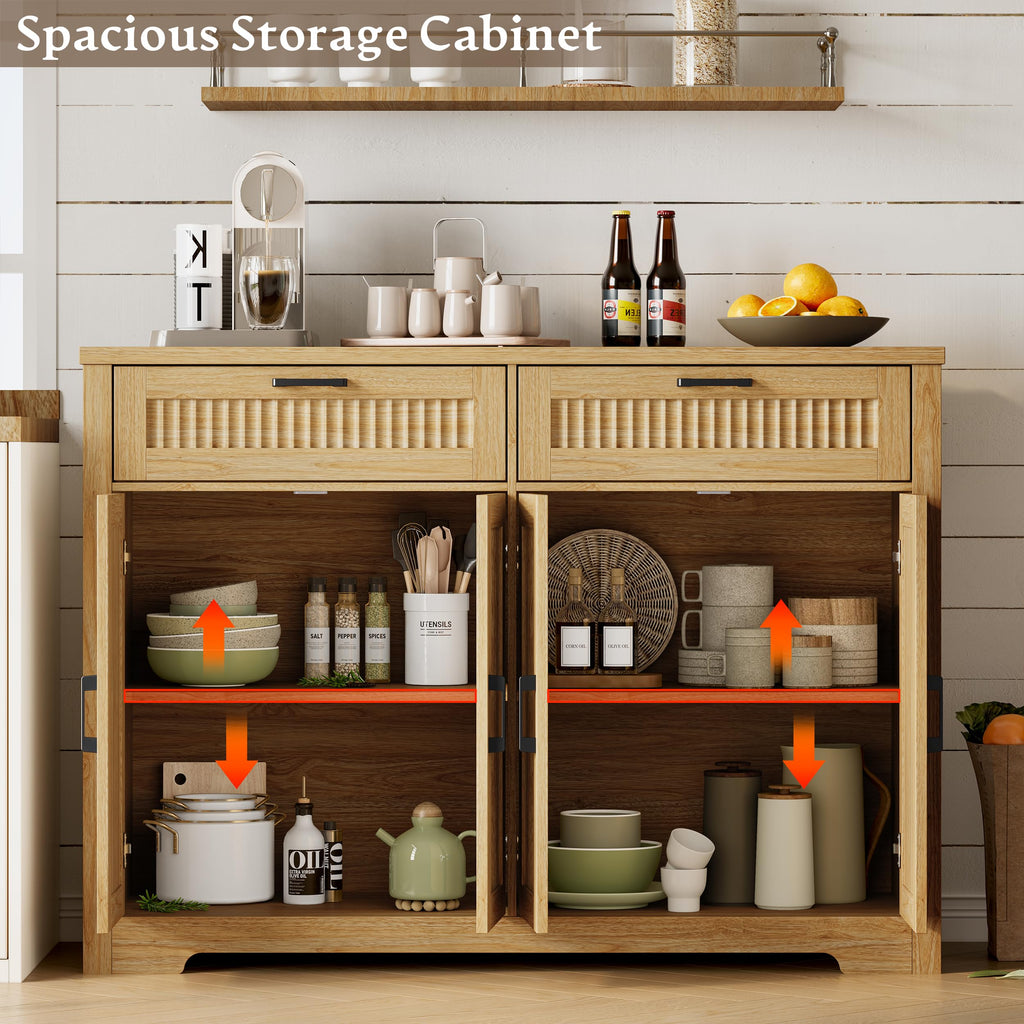 Fluted Buffet Sideboard Cabinet with Drawers D390885