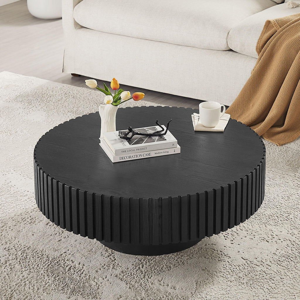 Black Round Coffee Table with Base L352
