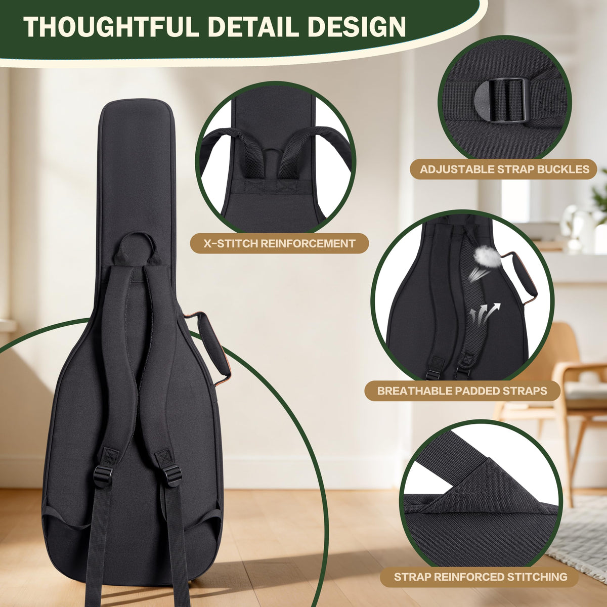 40" Electric Guitar Bag 900D Waterproof 0.5" Padding U121