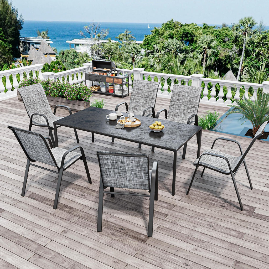 Grey Set of 4 Stackable Textilene Metal Patio Chairs D854950