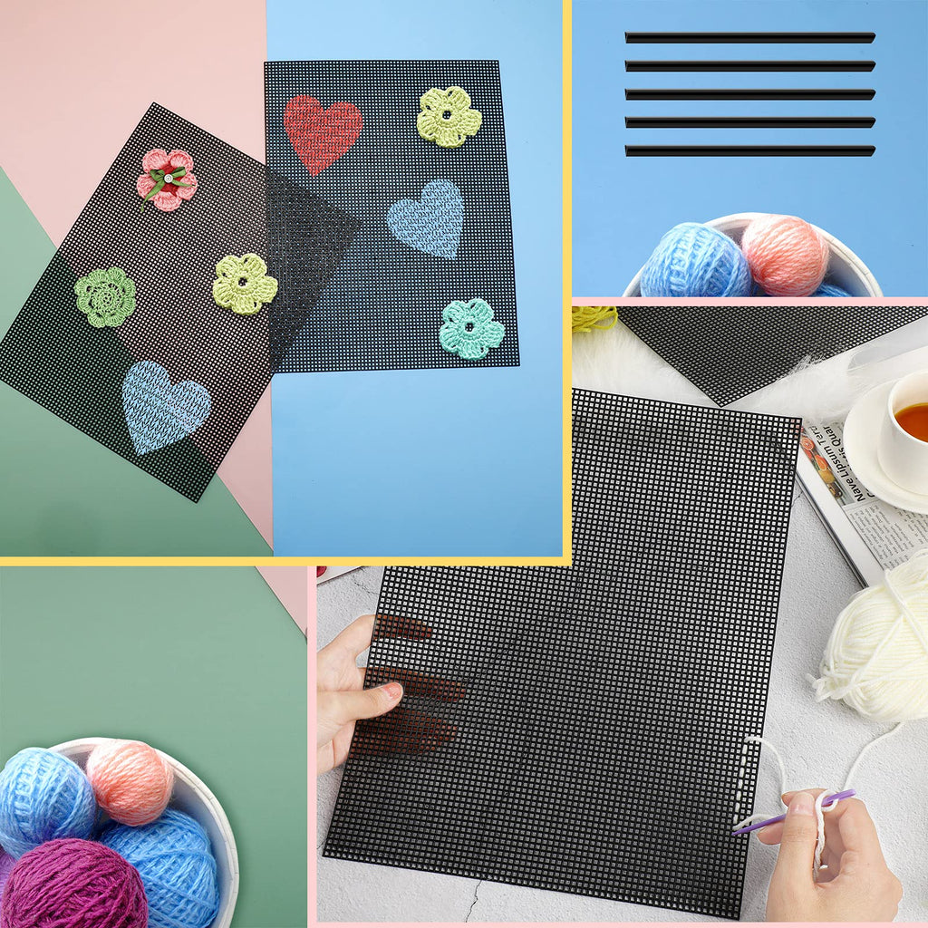 Black 4 Pcs Plastic Mesh Sheets N590751