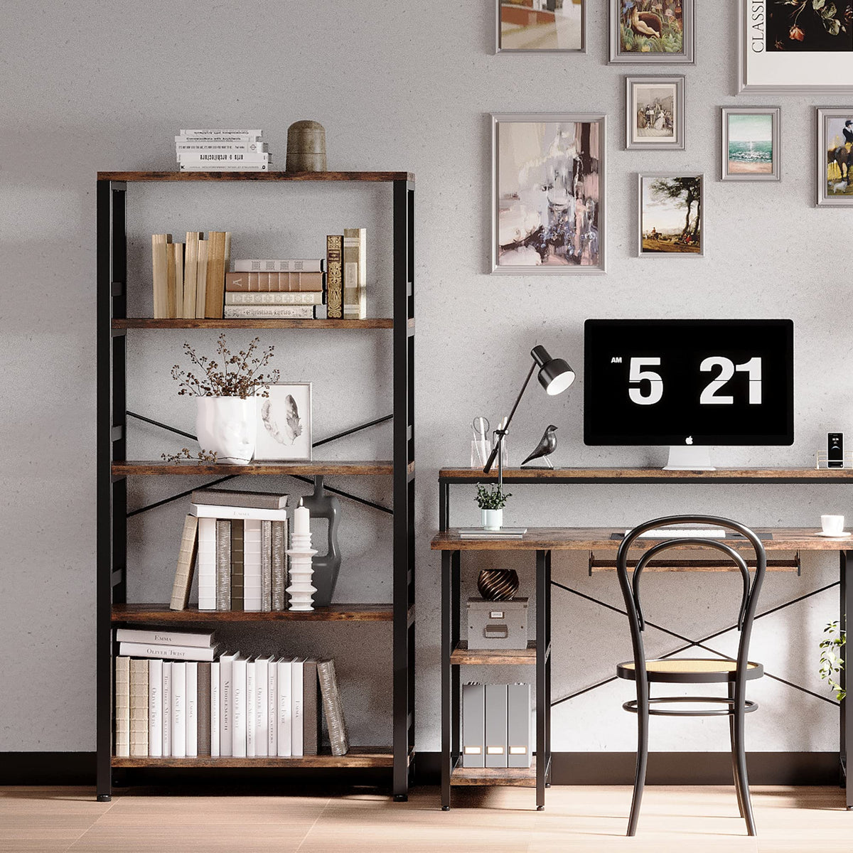 31.5" 5-Tier Industrial Bookshelf O24641