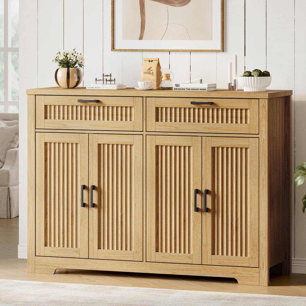 Fluted Buffet Sideboard Cabinet with Drawers D390885