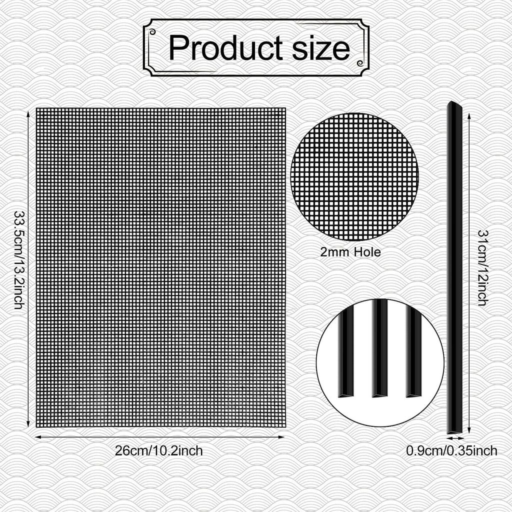 Black 4 Pcs Plastic Mesh Sheets N590751