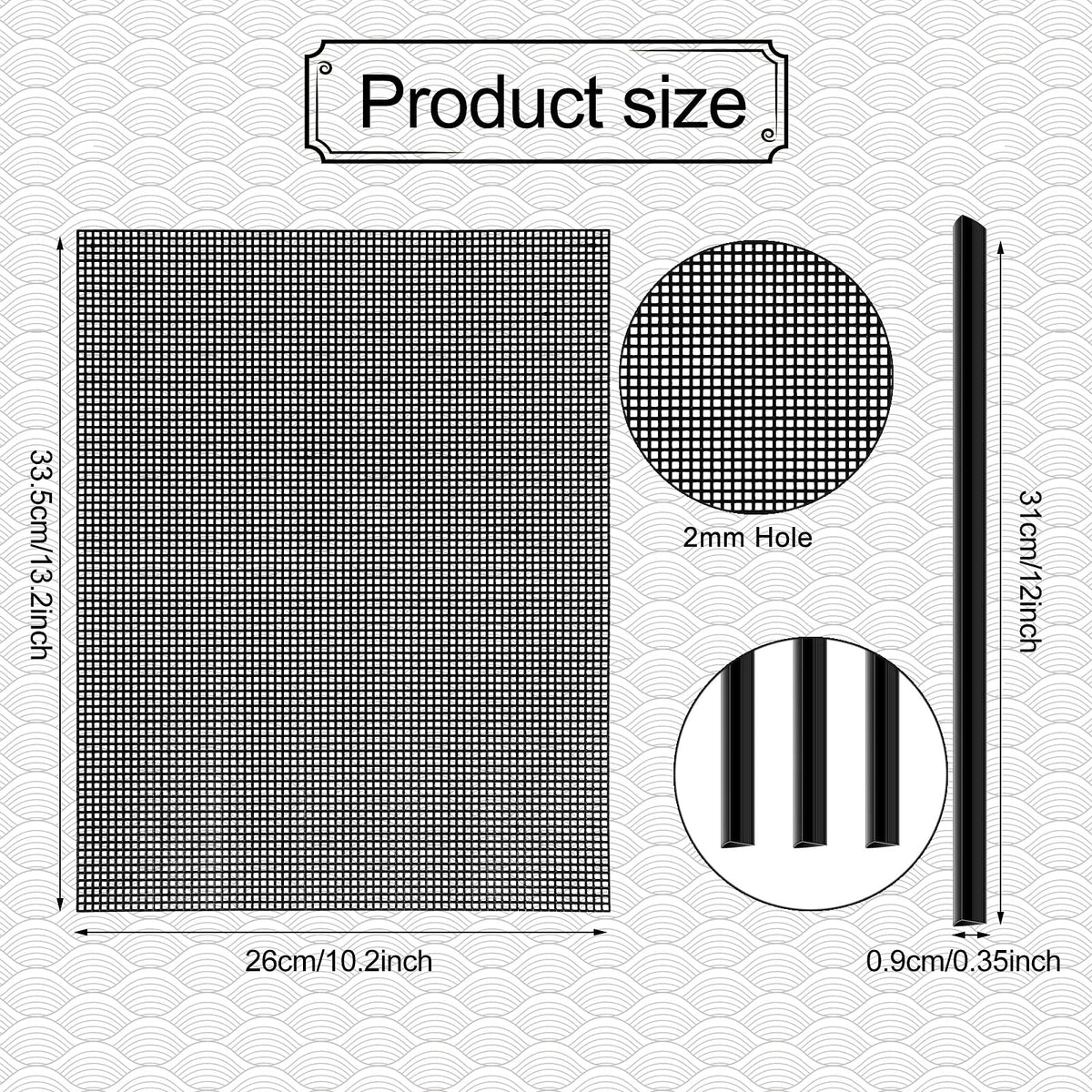Black 4 Pcs Plastic Mesh Sheets N590751