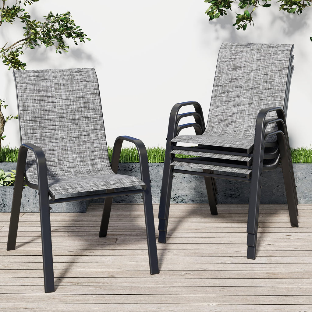 Grey Set of 4 Stackable Textilene Metal Patio Chairs D854950