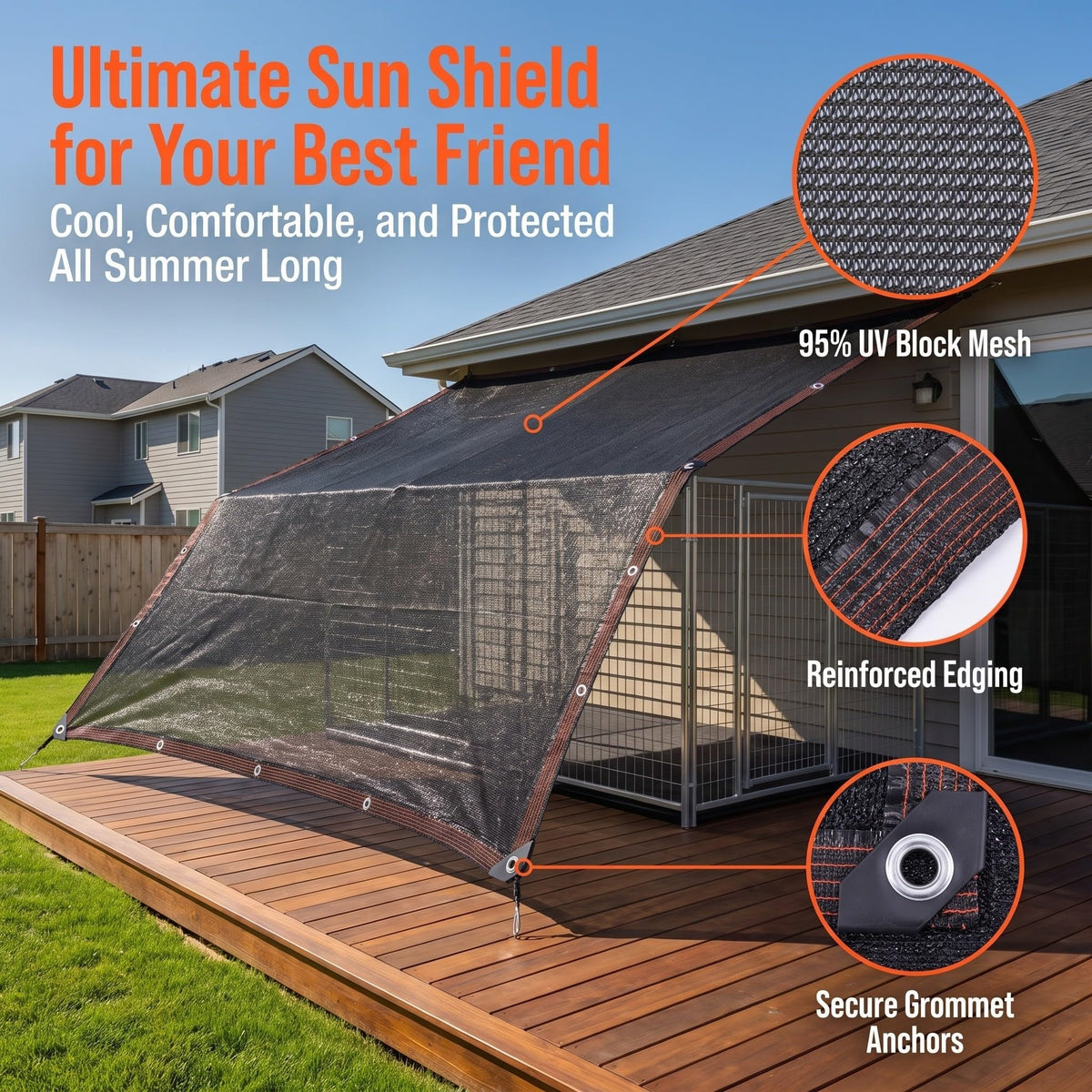 10x10ft Outdoor Dog Kennel Cover G943758