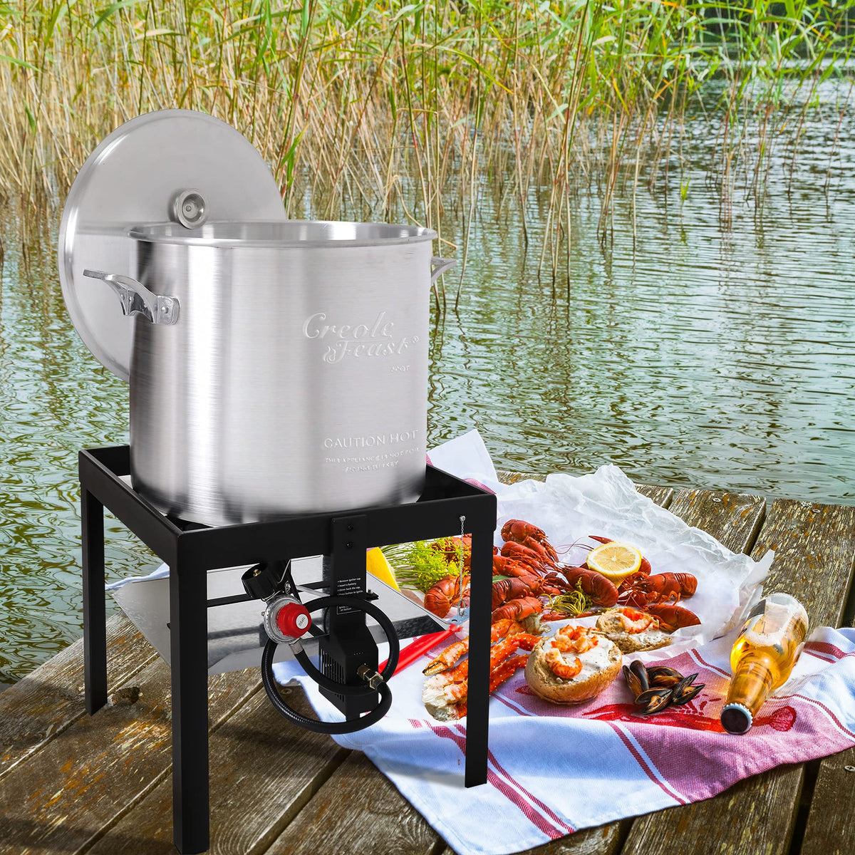 60 Qt. Seafood Boil Pot with Basket and Burner W4870