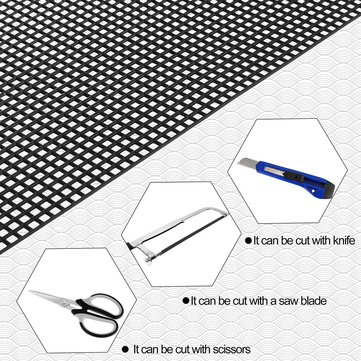 Black 4 Pcs Plastic Mesh Sheets N590751